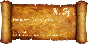 Mauker Szigfrid névjegykártya